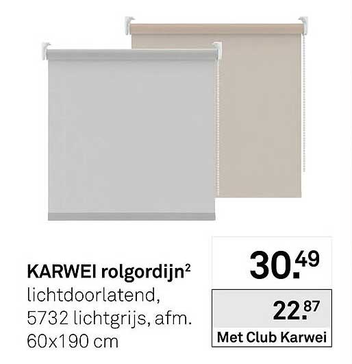 KARWEI rolgordijn lichtdoorlatend, 5732 lichtgrijs, afm. 60x190 cm