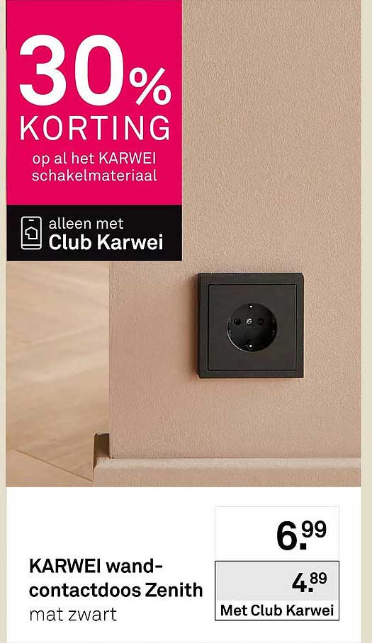 KARWEI wand-contactdoos Zenith mat zwart 30% KORTING