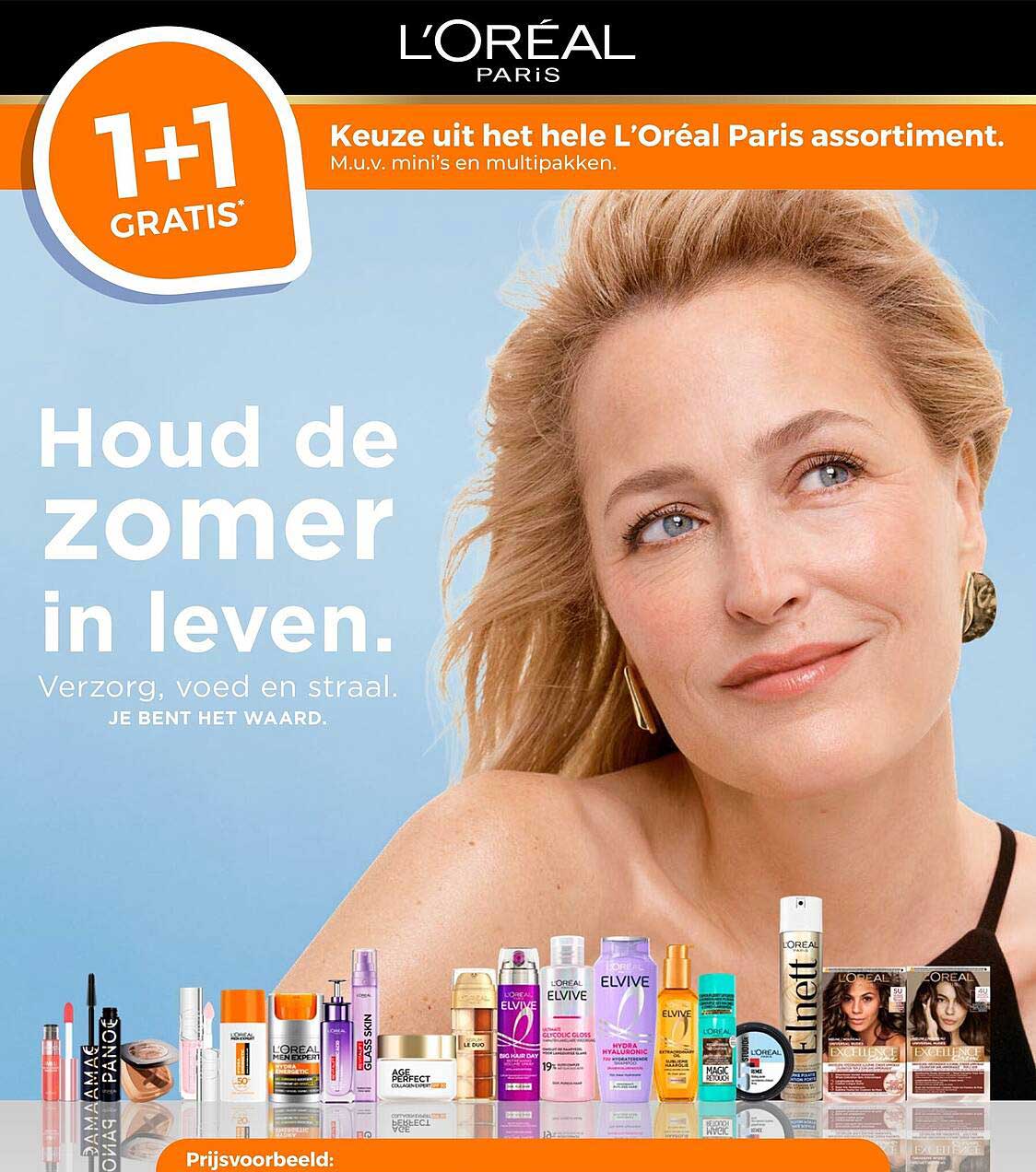 Keuze uit het hele L’Oréal Paris assortiment. 1+1 GRATIS*