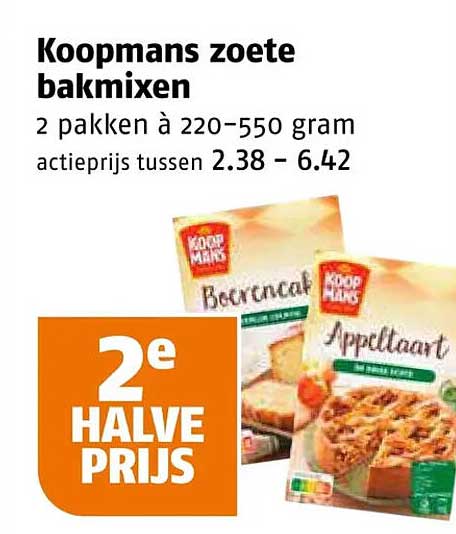 Koopmans zoete bakmixen 2e halve prijs