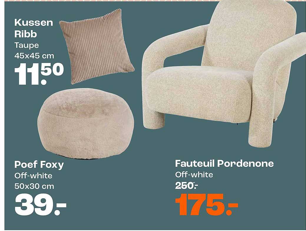 Kussen Ribb Taupe 45x45 cm