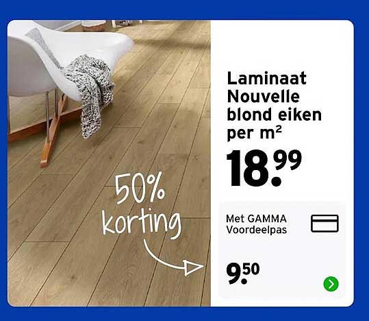 Laminaat Nouvelle blond eiken per m² 50% korting