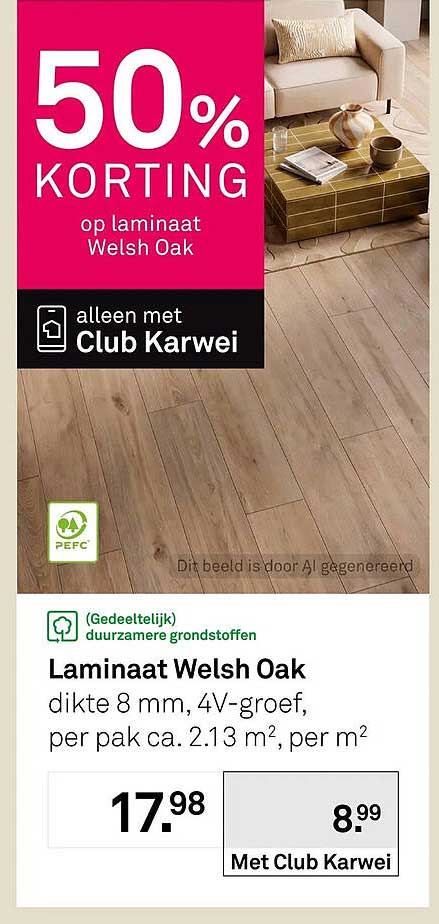 Laminaat Welsh Oak 50% Korting op laminaat Welsh Oak alleen met Club Karwei