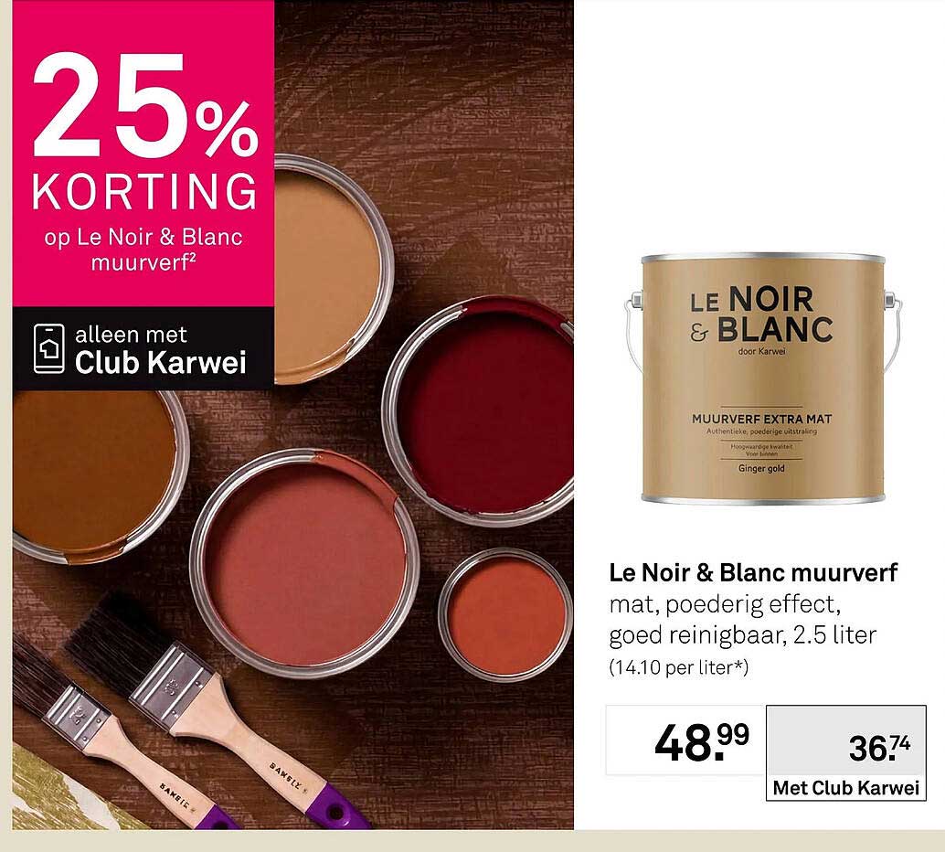 Le Noir & Blanc muurverf 25% korting