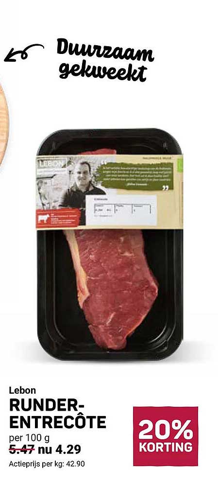 Lebon RUNDER-ENTRECÔTE 20% KORTING