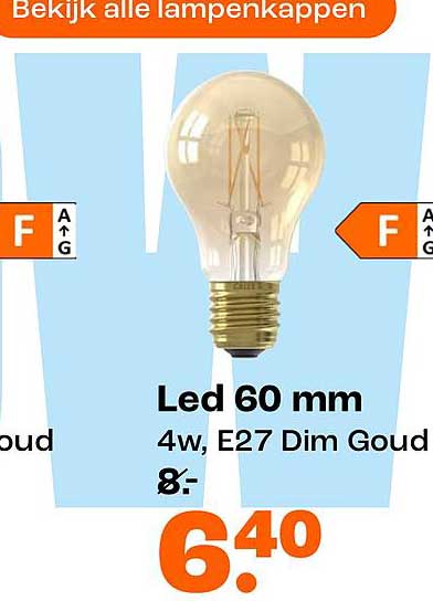 Led 60 mm 4w, E27 Dim Goud