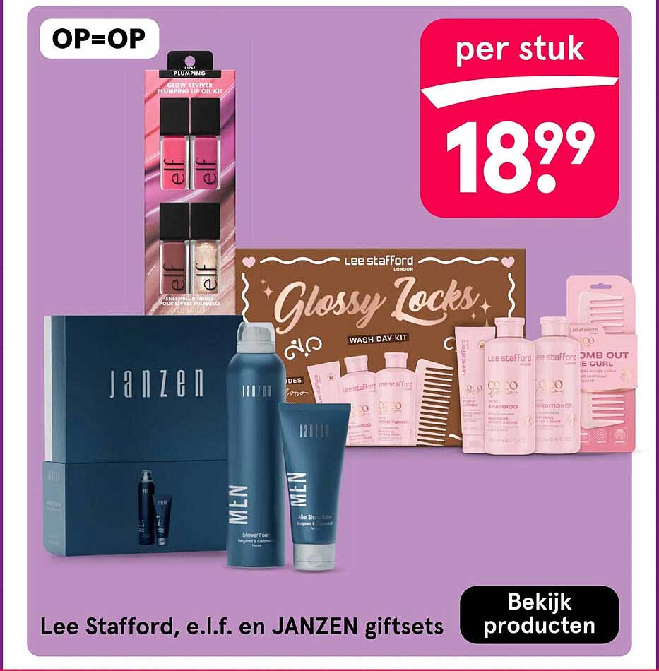 Lee Stafford, e.l.f. en JANZEN giftsets