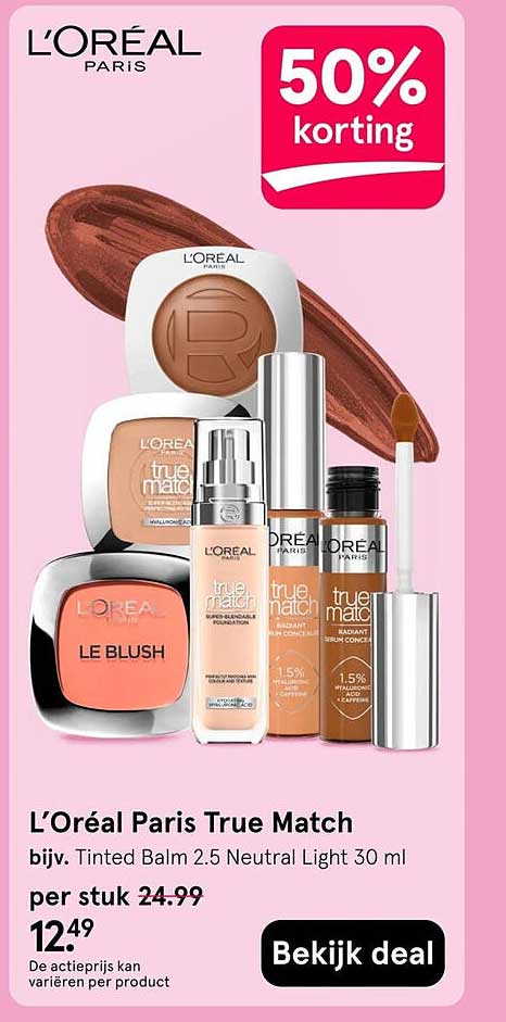 L’Oréal Paris True Match 50% korting
