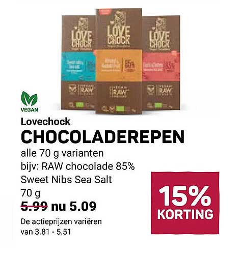 Lovechock CHOCOLADEREPEN alle 70 g varianten