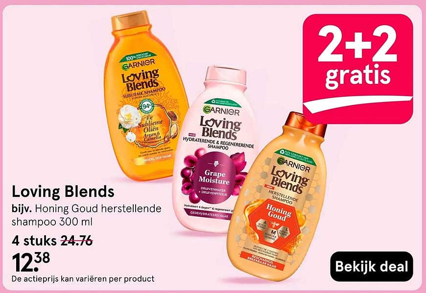 Loving Blends bijv. Honing Goud herstellende shampoo 300 ml 2+2 gratis