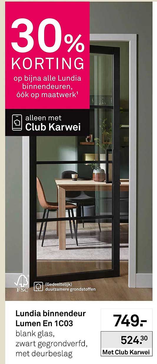 Lundia binnendeur Lumen En 1C03 30% korting