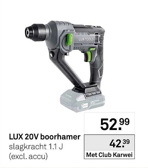LUX 20V boorhamer slagkracht 1.1 J (excl. accu)