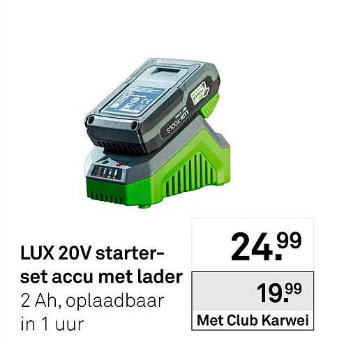 LUX 20V starter-set accu met lader