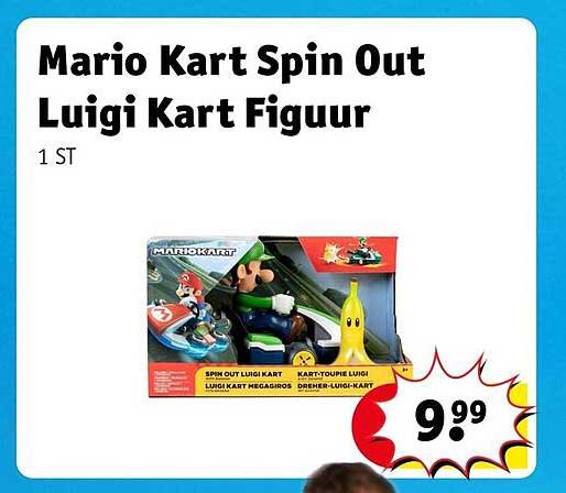 Mario Kart Spin Out Luigi Kart Figuur