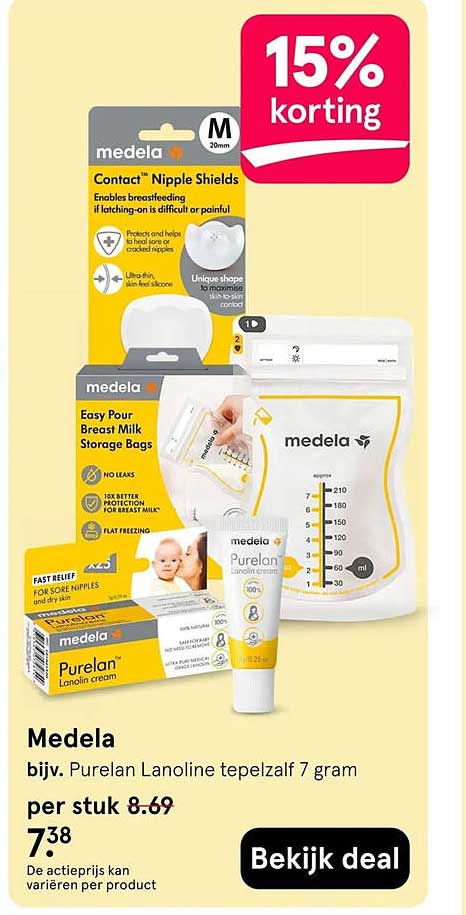 Medela bijv. Purelan Lanoline tepelzalf 7 gram 15% korting