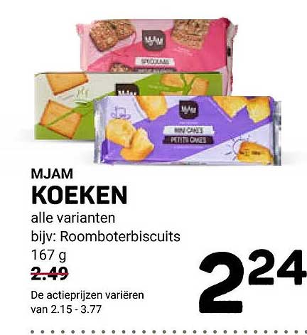MJAM KOEKEN alle varianten bijv: Roomboterbiscuits 167 g