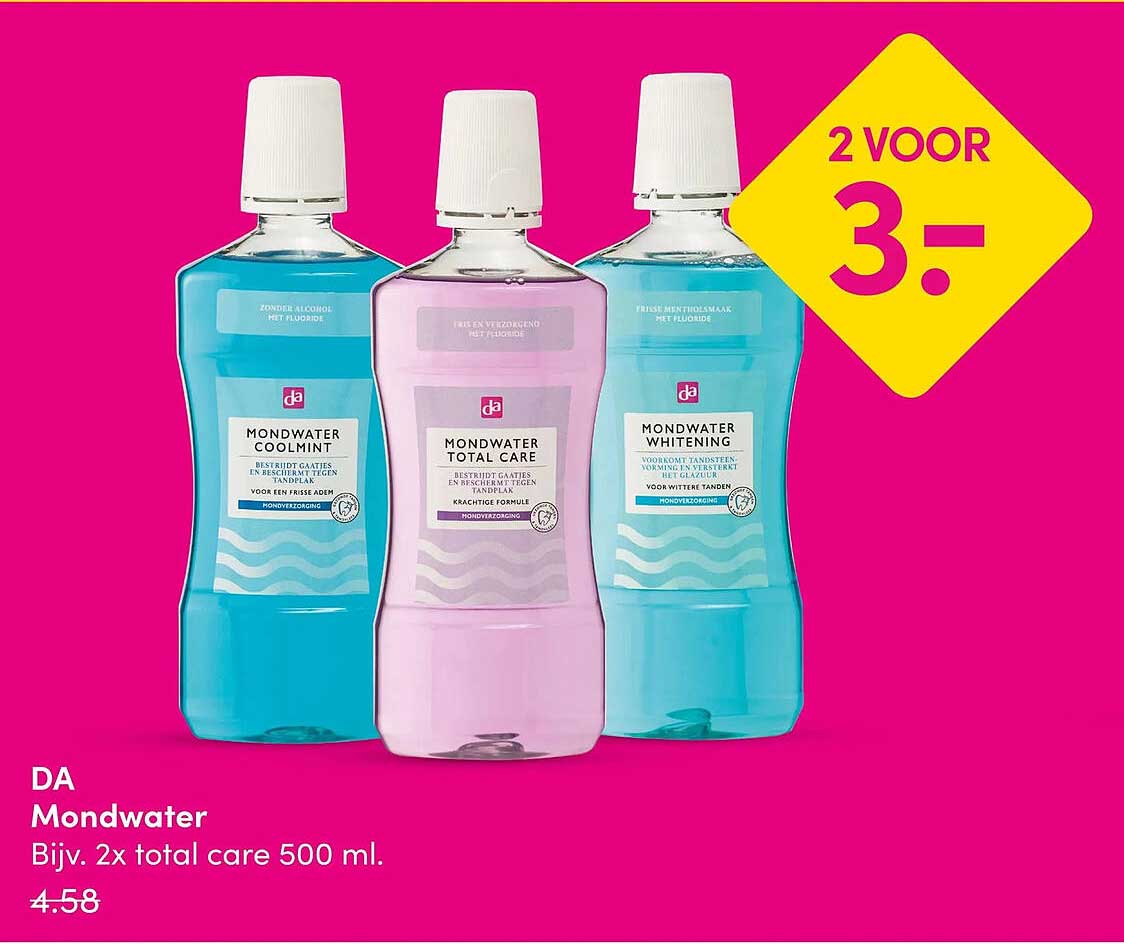 Mondwater Bijv. 2x total care 500 ml. 2 voor 3.-