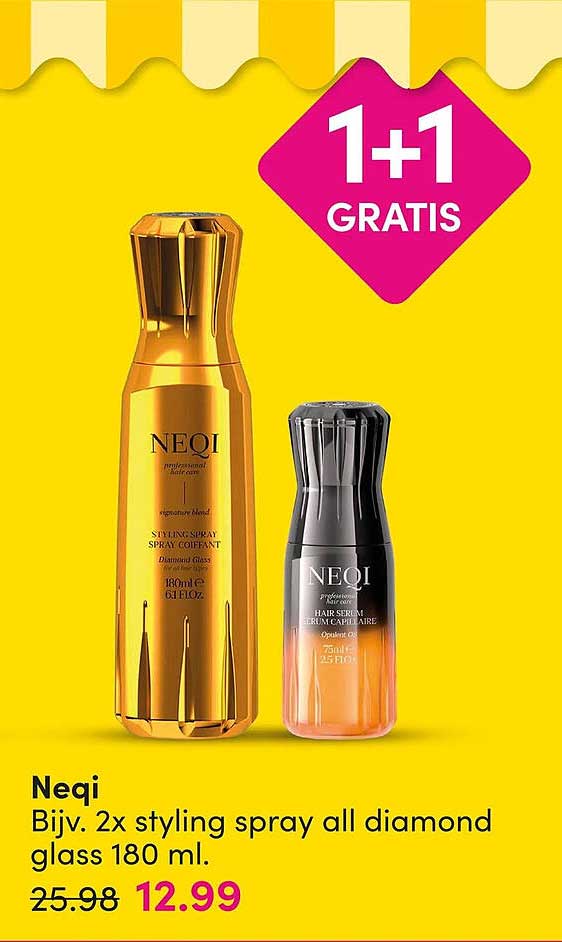 Neqi Bijv. 2x styling spray all diamond glass 180 ml. 1+1 GRATIS