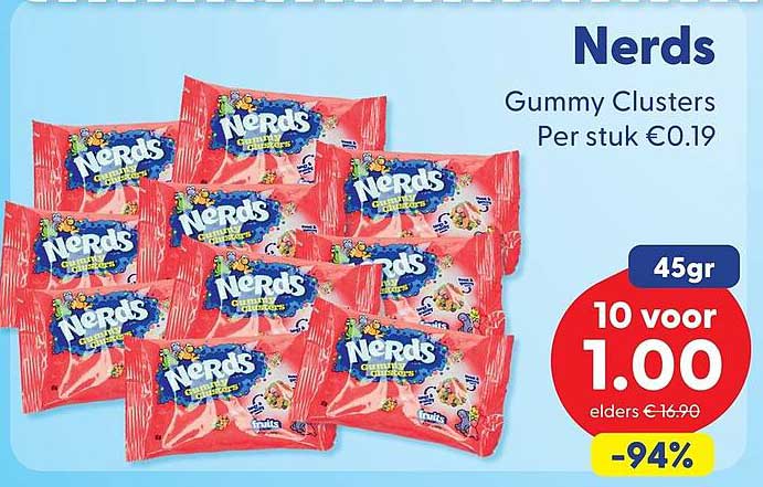 Nerds Gummy Clusters 45gr 10 voor 1.00
