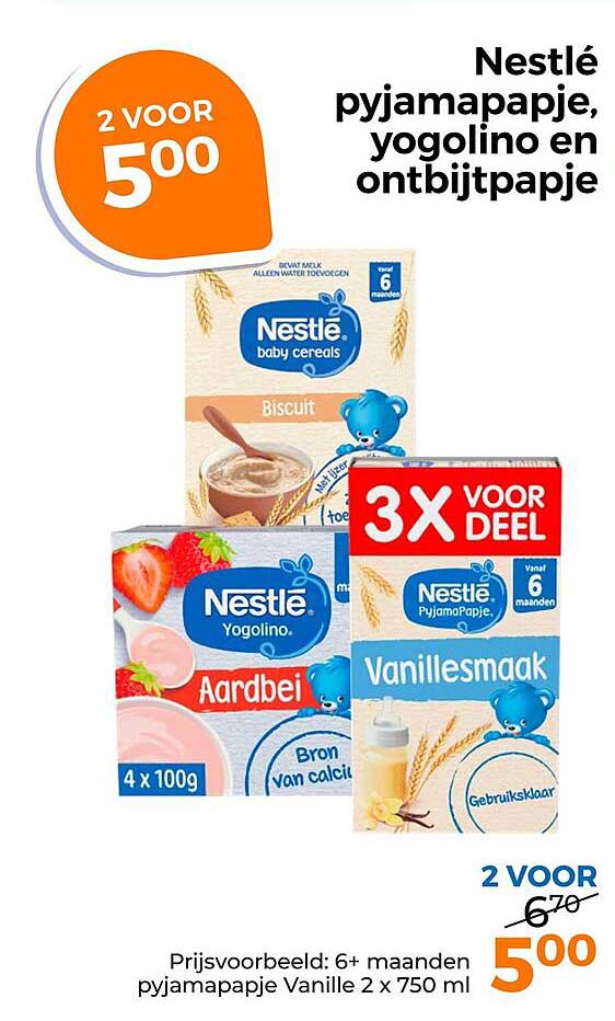 Nestlé pyjamapapje, yogolino en ontbijtpapje