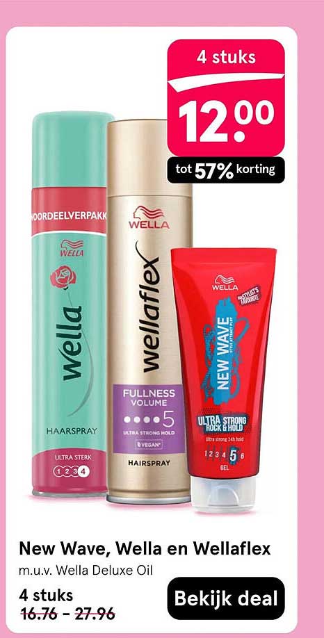 New Wave, Wella en Wellaflex m.u.v. Wella Deluxe Oil 4 stuks