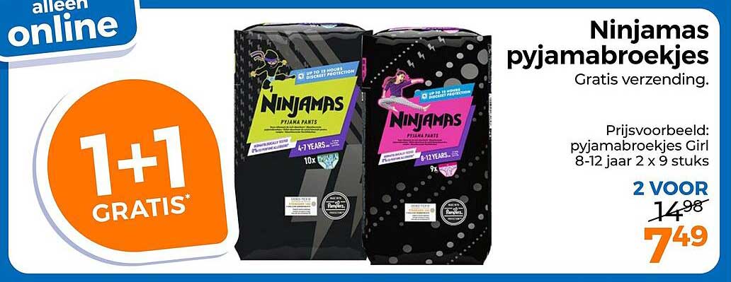 Ninjamas pyjamabroekjes 1+1 GRATIS