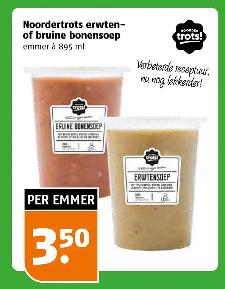 Noordertrots erwtensoep of bruine bonensoep emmer à 895 ml