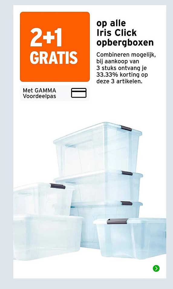 op alle Iris Click opbergboxen 2+1 GRATIS