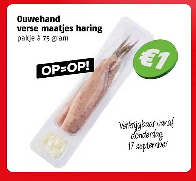 Ouwehand verse maatjes haring pakje à 75 gram OP=OP!