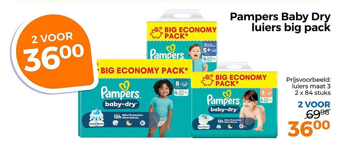 Pampers Baby Dry luiers big pack 2 VOOR 36,00
