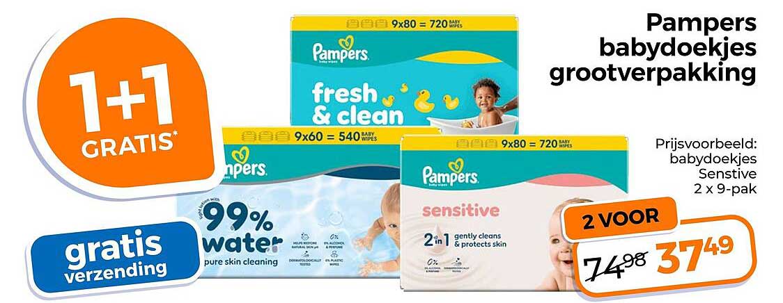 Pampers babydoekjes grootverpakking 1+1 GRATIS gratis verzending