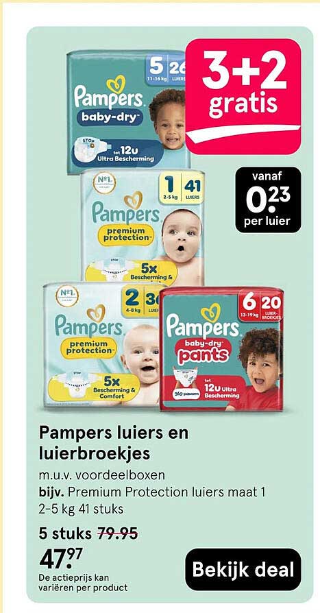 Pampers luiers en luierbroekjes 3+2 gratis