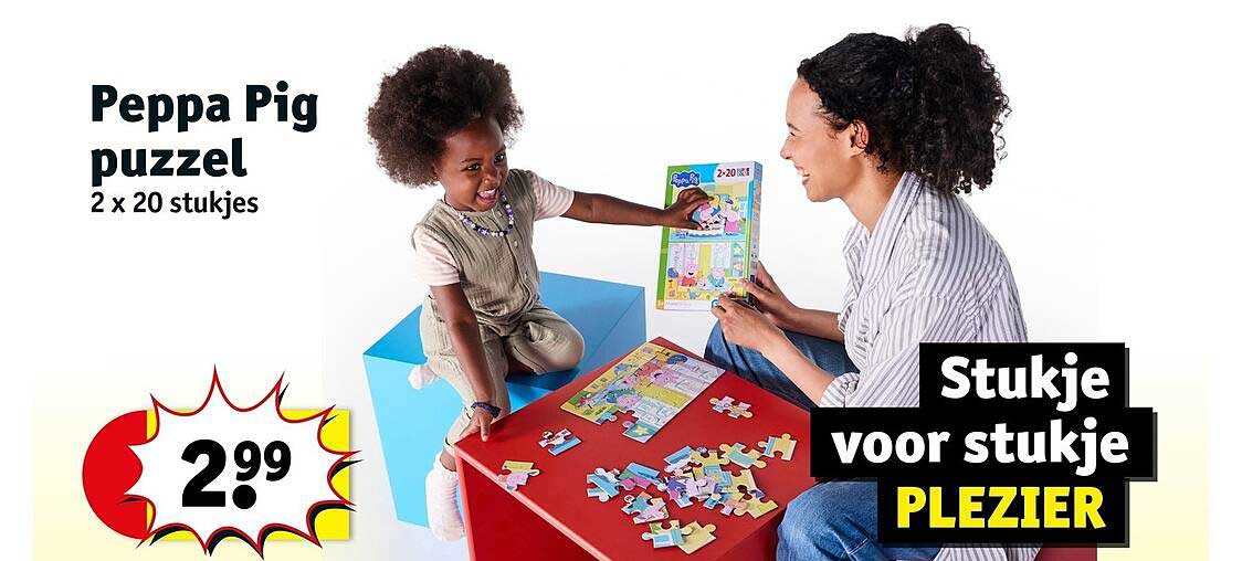 Peppa Pig puzzel 2 x 20 stukjes Stukje voor stukje PLEZIER