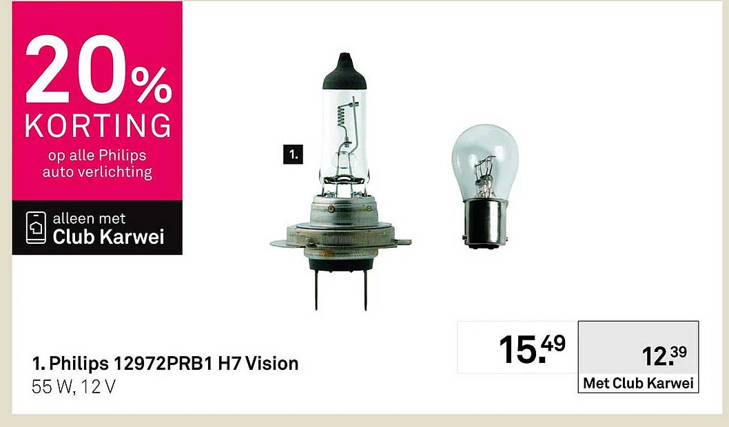 Philips 12972PRB1 H7 Vision 20% korting op alle Philips auto verlichting