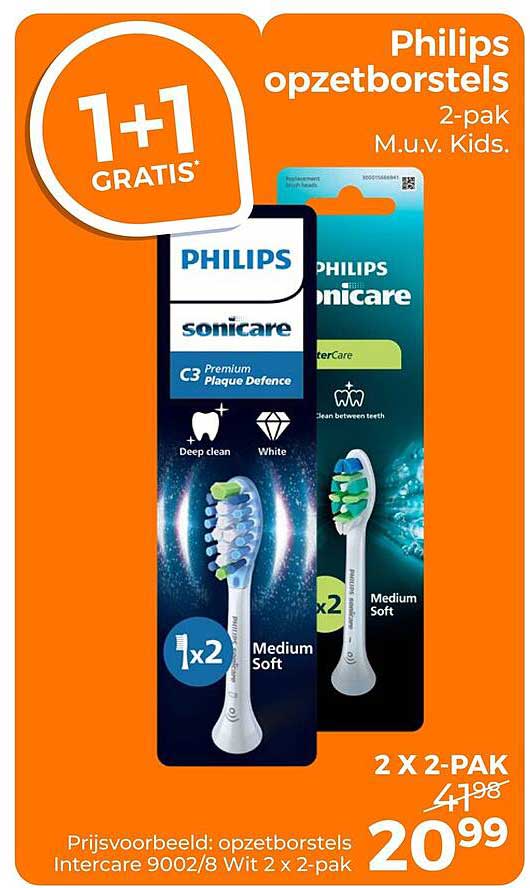 Philips opzetborstels 2-pak M.u.v. Kids. 1+1 gratis