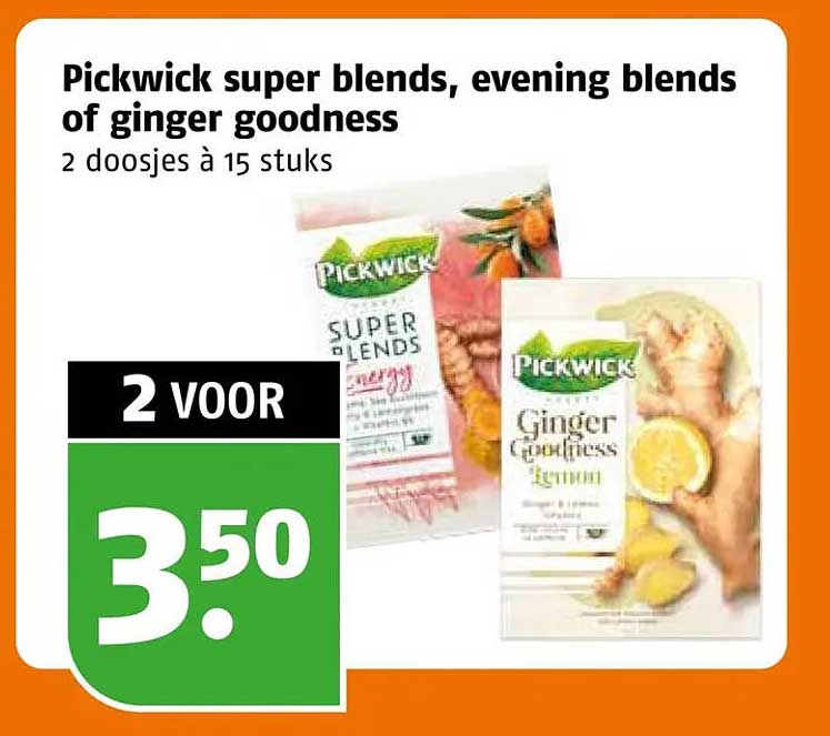 Pickwick super blends, evening blends of ginger goodness 2 doosjes à 15 stuks