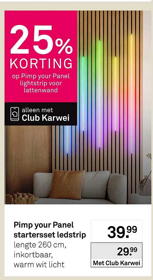 Pimp your Panel starterset ledstrip lengte 260 cm, inkortbaar, warm wit licht