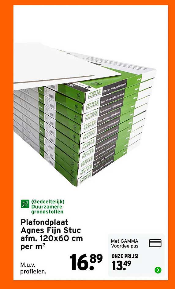 Plafondplaat Agnes Fijn Stuc afm. 120x60 cm per m²