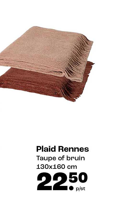 Plaid Rennes Taupe of bruin 130x160 cm