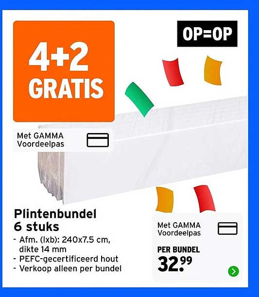 Plintenbundel 6 stuks 4+2 GRATIS OPEOP