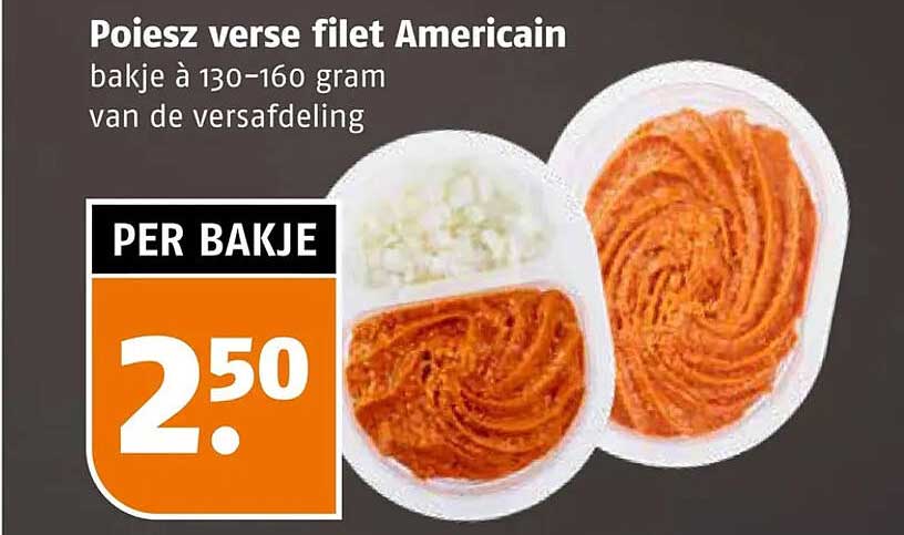 Poiesz verse filet Americain bakje à 130-160 gram van de versafdeling