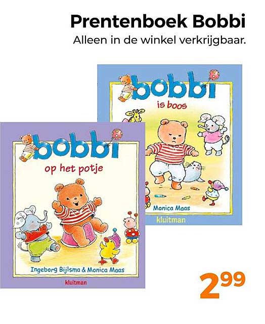 Prentenboek Bobbi Alleen in de winkel verkrijgbaar.