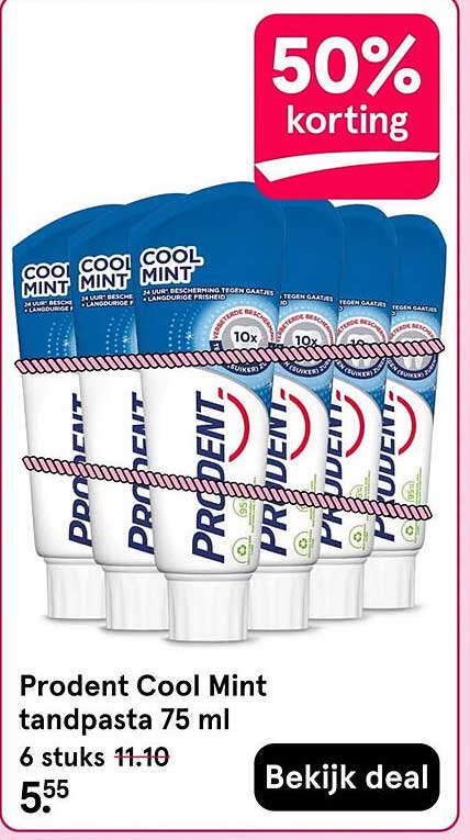Prodent Cool Mint tandpasta 75 ml 6 stuks 50% korting