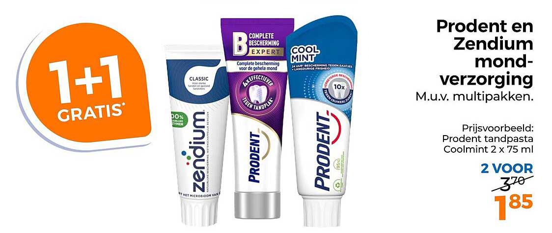 Prodent en Zendium mond-verzorging 1+1 gratis