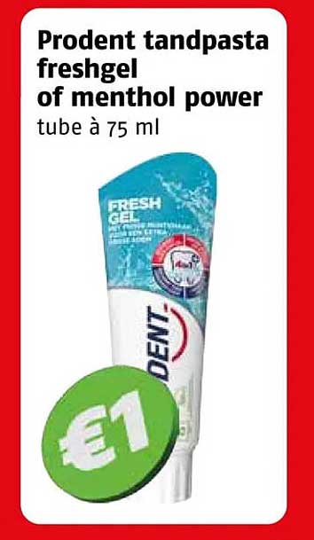 Prodent tandpasta freshgel of menthol power tube à 75 ml