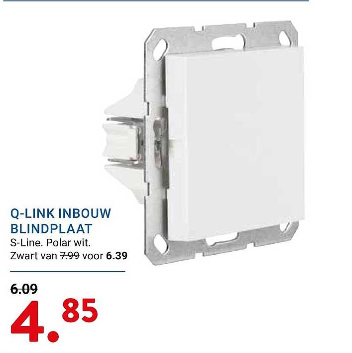 Q-LINK INBOUW BLINDPLAAT S-Line. Polar wit. Zwart van 7.99 voor 6.39
