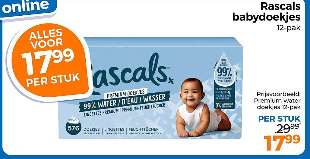 Rascals babydoekjes 12-pak