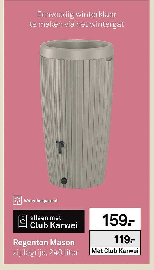 Regenton Mason zijdegrijs, 240 liter