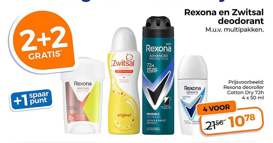 Rexona en Zwitsal deodorant 2+2 gratis