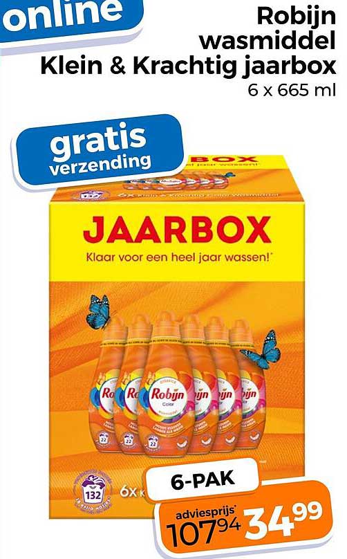 Robijn wasmiddel Klein & Krachtig jaarbox 6 x 665 ml